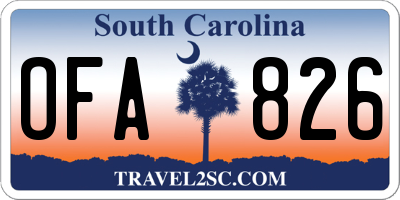 SC license plate OFA826