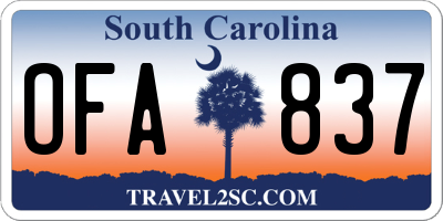 SC license plate OFA837