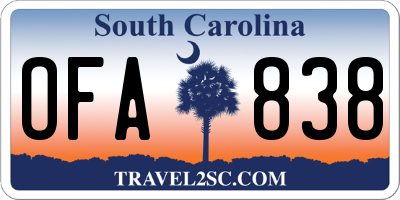 SC license plate OFA838