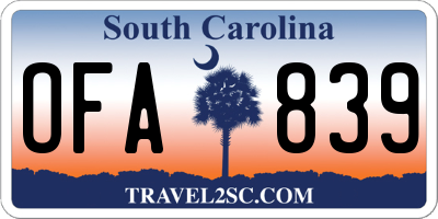 SC license plate OFA839
