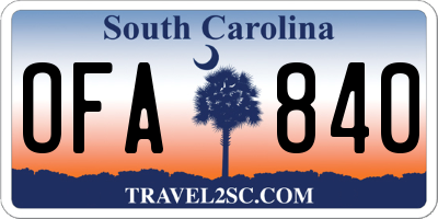 SC license plate OFA840