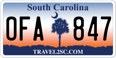 SC license plate OFA847