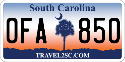 SC license plate OFA850