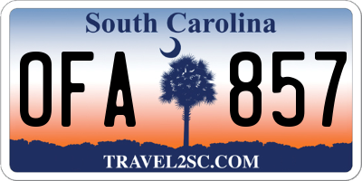 SC license plate OFA857