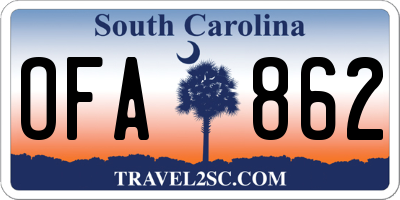 SC license plate OFA862