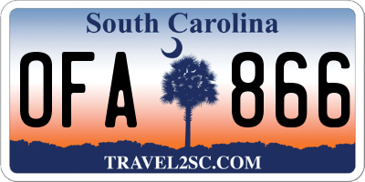 SC license plate OFA866