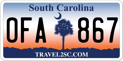 SC license plate OFA867