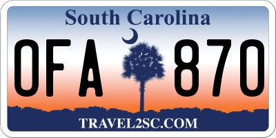 SC license plate OFA870
