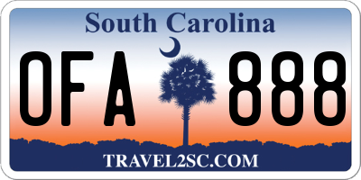 SC license plate OFA888