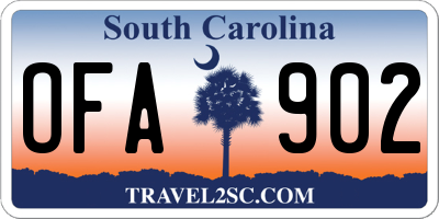 SC license plate OFA902