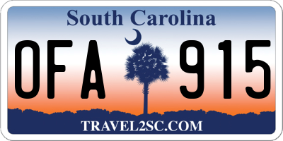 SC license plate OFA915