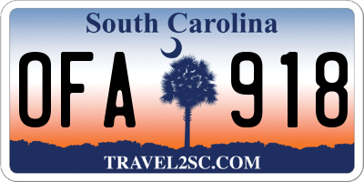 SC license plate OFA918