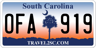 SC license plate OFA919