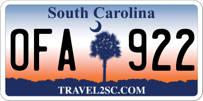 SC license plate OFA922