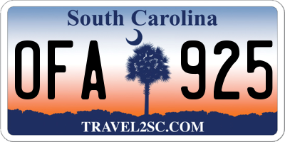 SC license plate OFA925