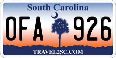 SC license plate OFA926