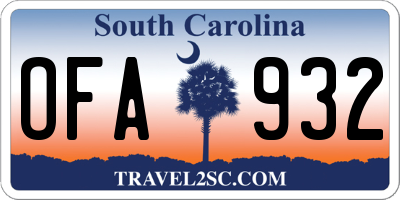 SC license plate OFA932
