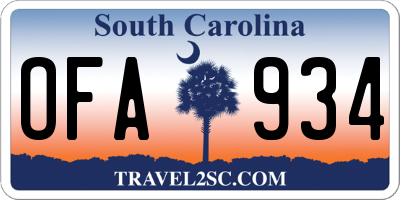 SC license plate OFA934