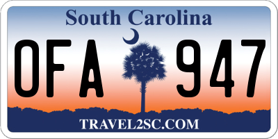 SC license plate OFA947