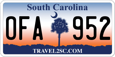 SC license plate OFA952