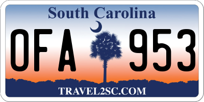 SC license plate OFA953