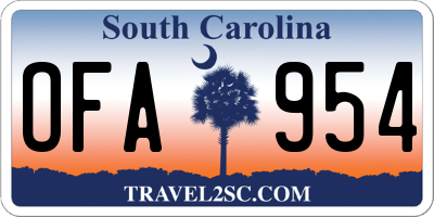SC license plate OFA954