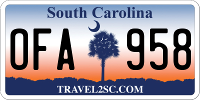 SC license plate OFA958