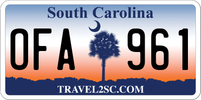 SC license plate OFA961