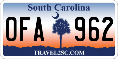 SC license plate OFA962
