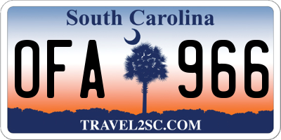 SC license plate OFA966