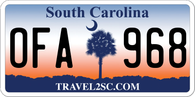 SC license plate OFA968