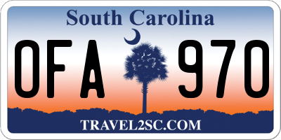 SC license plate OFA970