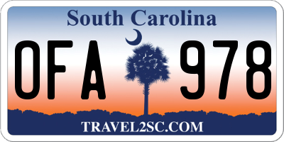 SC license plate OFA978