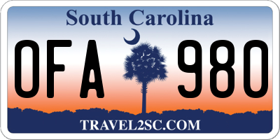 SC license plate OFA980
