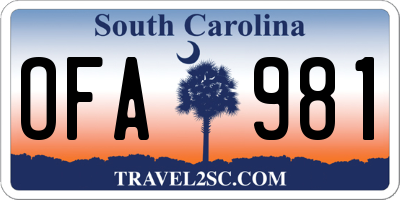 SC license plate OFA981