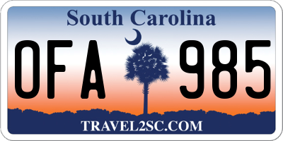 SC license plate OFA985