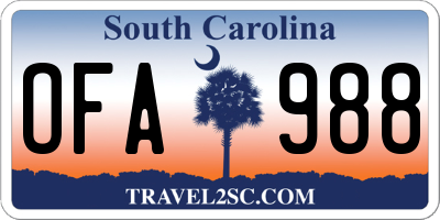 SC license plate OFA988