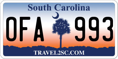 SC license plate OFA993