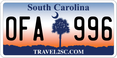 SC license plate OFA996
