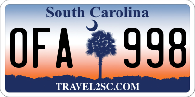SC license plate OFA998