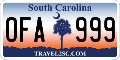 SC license plate OFA999