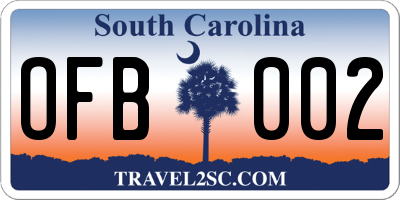 SC license plate OFB002