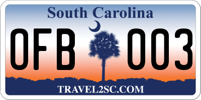 SC license plate OFB003