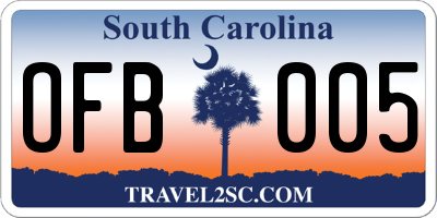SC license plate OFB005