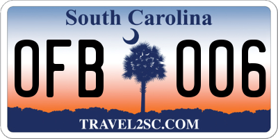 SC license plate OFB006