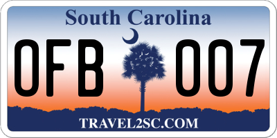 SC license plate OFB007