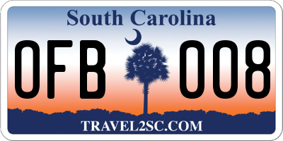 SC license plate OFB008