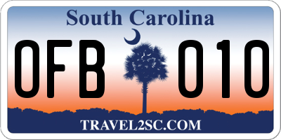 SC license plate OFB010