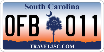 SC license plate OFB011