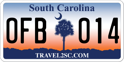 SC license plate OFB014
